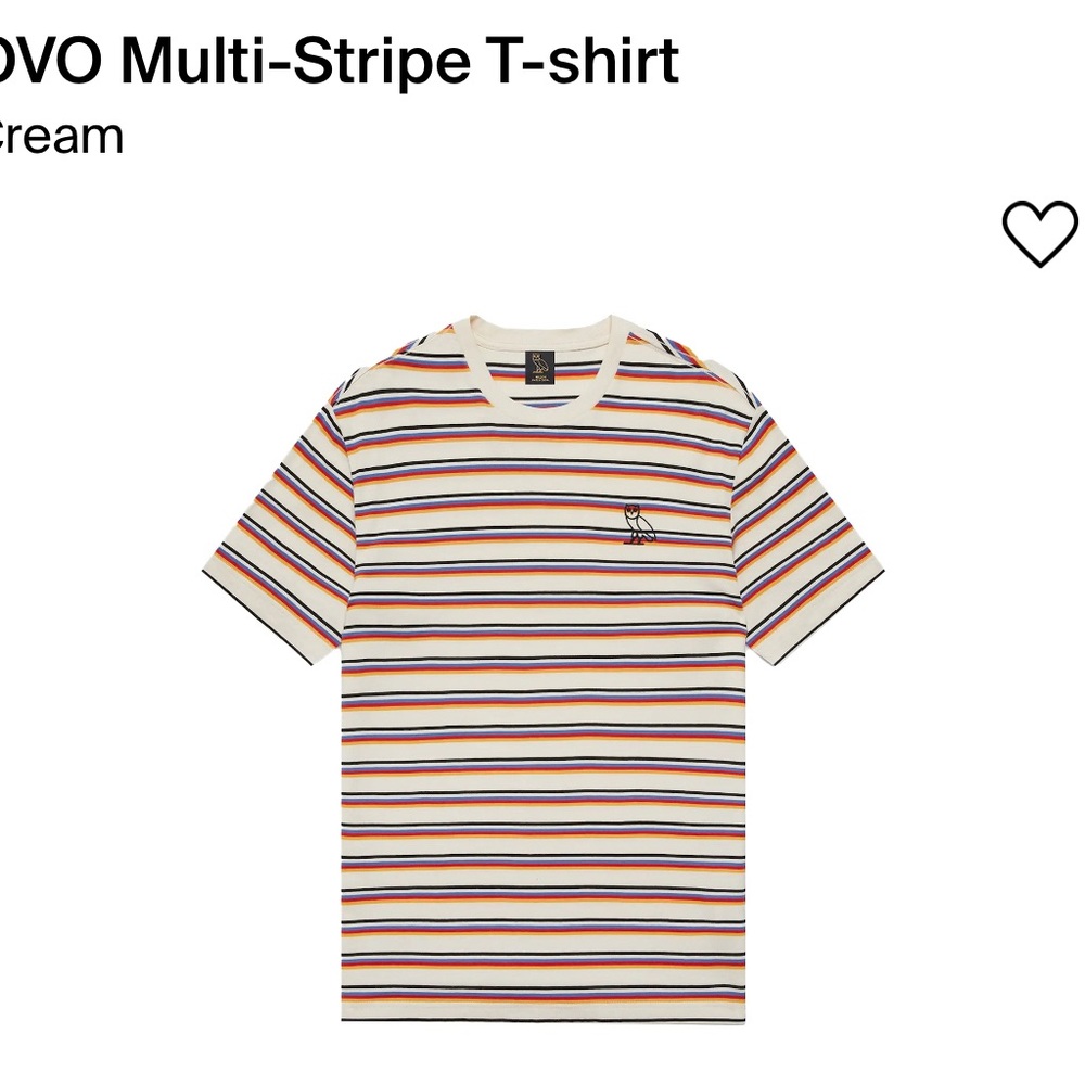 OVO Multi Stripe T-Shirt in Cream colorway.